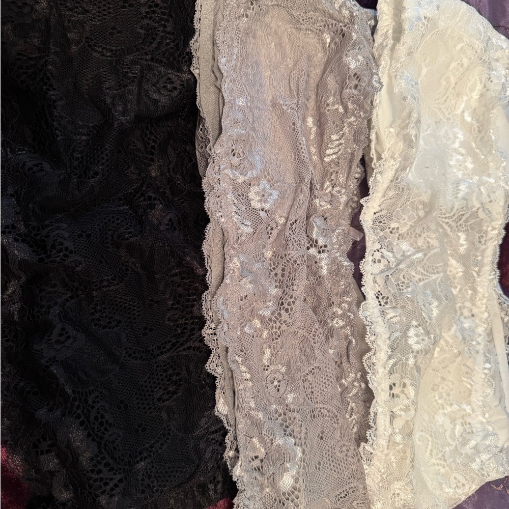 Elegant Lace Bralette Set - Black, Gray, and White. Keeps straps from showing. - Picture 4 of 5